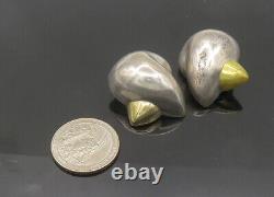 PATRICIA VON MUSULIN 925 Silver & 18K GOLD Vintage Clip On Earrings EG10531