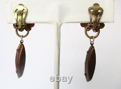 Pair of Vintage Red Vauxhall Glass Earrings from the 1930's/Boho/Shabby Chic