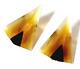 RARE Vintage Carved Amber Triangle Clip On-Earrings, Honey Cognac Geometric 1