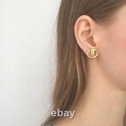 RARE Vintage Christian Dior CD Logo Gold Tone Clip On Earrings