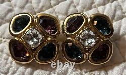 Rare HTF Vintage Christian Dior Swarovski Crystal Clip Earrings