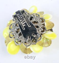 Rare Vintage Alice Caviness Glass AB Rhinestone Brooch & Clip-On Earrings Set