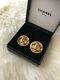 Rare Vintage Authentic Chanel Large Earrings Gold Plated CC 1993 Clip On