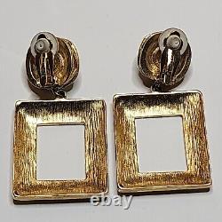 Rare Vintage Givenchy Glass Cabochon & Open Frame Square Clip-On Earrings