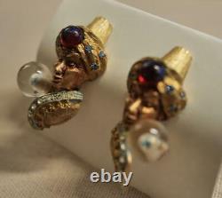 Rare Vintage HAR Fortune Teller Genie Costume Clip On Earrings