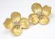 Rare Vintage Tiffany&Co 18K Gold Diamond X-Large Dogwood Flower Clip-On Earrings