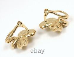 Rare Vintage Tiffany & Co 18K Yellow Gold Dogwood Flower Clip-On Earrings withbox