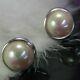 Round 3/4 Italy faux Pearl 0.925 Sterling Silver VINTAGE clip on earrings