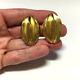 Runway Vintage GIVENCHY Signed CLIP EARRINGS Big Bold Gold Ribbed 1980's NN16u