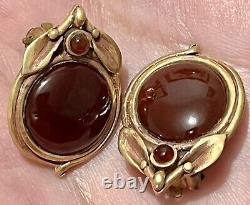 SALE! Vintage/Antique 9Ct Gold Carnelian Earrings. Handmade. Clip-on Added Later