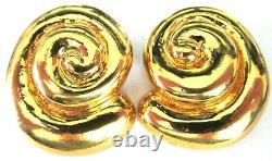 SCHERRER PARIS Massive Golden Swirl Vintage Clip Earrings
