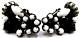 SCHREINER Signed Black & White Rhinestone Flower Vintage Clip Earrings