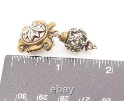 STEPHEN DWECK 925 Silver Vintage Two Tone Floral Clip On Earrings EG12392