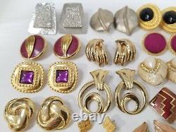 STUNNING Vintage Mod Large Statement Earrings LOT Clip-On & Pierced 46 pairs
