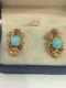 Signed Lalaounis 18k Yg. Clip Earrings. Snakes. Vintage. Ruby Turquoise