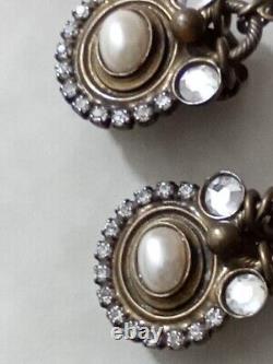 Sorrelli Handmade Vtg Swarovski Crystal Clip On Chandelier Earrings With Pearls