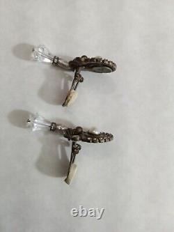 Sorrelli Handmade Vtg Swarovski Crystal Clip On Chandelier Earrings With Pearls