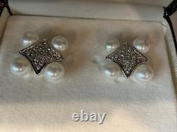 Sparkling Vintage Faux Pearl And Crystal Clip On Earrings by Judith Leiber