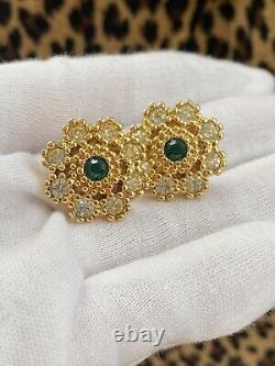 Sparkling Vintage NINA RICCI Signed Gold Tone Clip Earrings Near Mint Condition