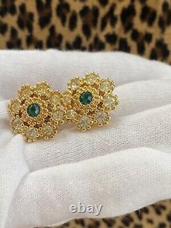 Sparkling Vintage NINA RICCI Signed Gold Tone Clip Earrings Near Mint Condition