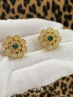 Sparkling Vintage NINA RICCI Signed Gold Tone Clip Earrings Near Mint Condition