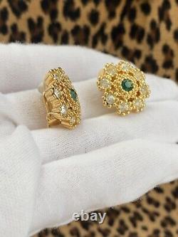 Sparkling Vintage NINA RICCI Signed Gold Tone Clip Earrings Near Mint Condition