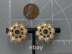 Sparkling Vintage NINA RICCI Signed Gold Tone Clip Earrings Near Mint Condition