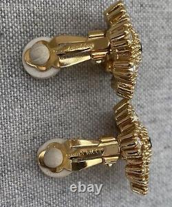 Sparkling Vintage NINA RICCI Signed Gold Tone Clip Earrings Near Mint Condition