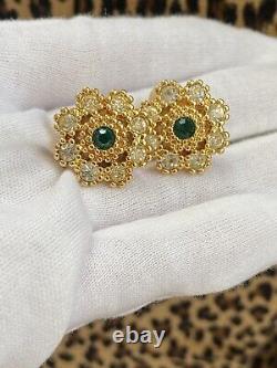 Sparkling Vintage NINA RICCI Signed Gold Tone Clip Earrings Near Mint Condition