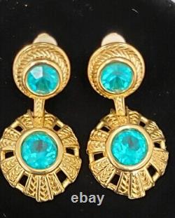 Swarovski Aqua-Marine Vintage Clip On Earrings