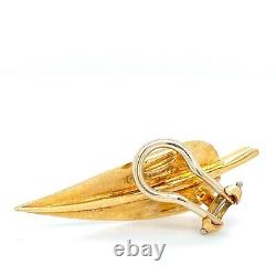 TIFFANY & CO. 18k Yellow Gold Feather Clip On Earrings Vintage RARE
