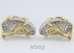 TIFFANY & Co Schlumberger Vintage Plat & 18K 6 ct Round Diamond Earrings Clip-on