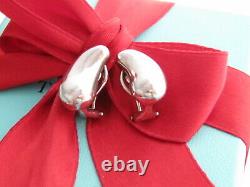 Tiffany & Co Silver Peretti Teardrop Bean Clip On Earrings Rare Vintage
