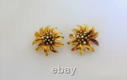 Tiffany & Co. Vintage 18kt Italy Yellow Gold And Diamond Flower Earrings