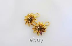Tiffany & Co. Vintage 18kt Italy Yellow Gold And Diamond Flower Earrings