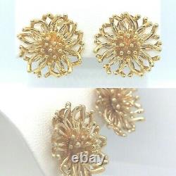 Tiffany Vintage 14K Yellow Gold Flower Clip Earrings