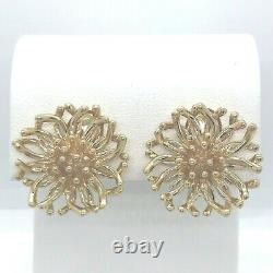 Tiffany Vintage 14K Yellow Gold Flower Clip Earrings