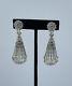 Trifari Vintage Silver Tone Crystal Rhinestone Dangle Pendulum Clip Earrings