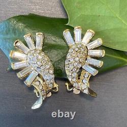 Unsigned Marcel Boucher Vintage Clip-On Earrings Estate Jewelry Pre-Owned Crysta