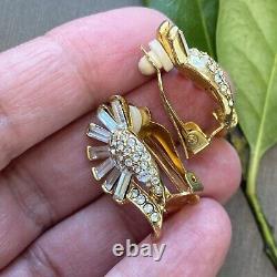 Unsigned Marcel Boucher Vintage Clip-On Earrings Estate Jewelry Pre-Owned Crysta