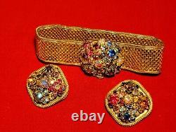 Unsigned Vintage Bracelet And Clip On Earings