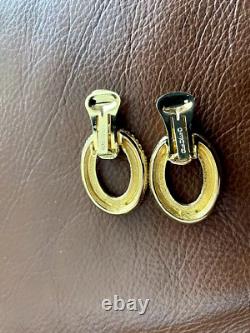 VINTAGE CHRISTIAN DIOR Clip Earrings-Door Knocker, Pave' set Crystals