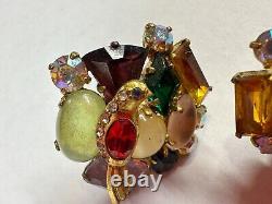 VIntage Earrings Clip On Bird Cabochon Germany US Zone 1940s-50s Signed