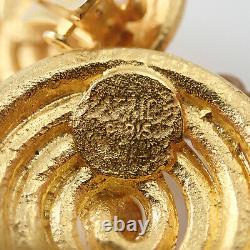 VTG Paris Golden Resin Lucite Matte Gold Plated Spiral Dangle Clip Earrings