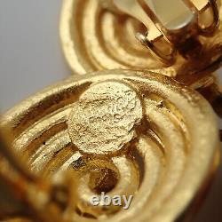 VTG Paris Golden Resin Lucite Matte Gold Plated Spiral Dangle Clip Earrings