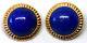 Vintage 14K Solid Yellow Gold and Natural Lapis Lazuli Clip on Earrings