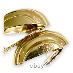Vintage 14K Yellow Gold Shell Style Clip On Earrings Stamped A/C with Anchor