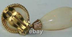 Vintage 14k Gold Angel Skin Coral Dangling Clip Earrings