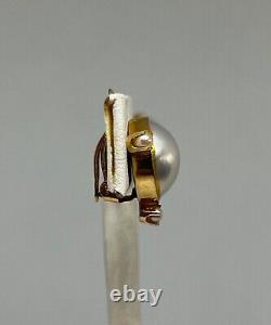 Vintage 14k Gold & Pearl Clip On Earrings