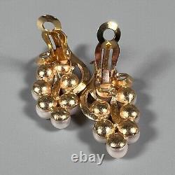 Vintage 14k Gold & Pearl Floral Clip On Earrings